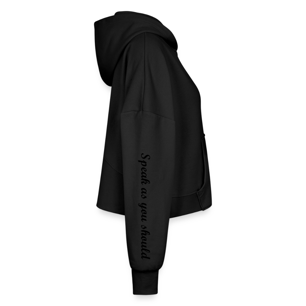Women’s Cropped Hoodie & Jogger Short Set - black