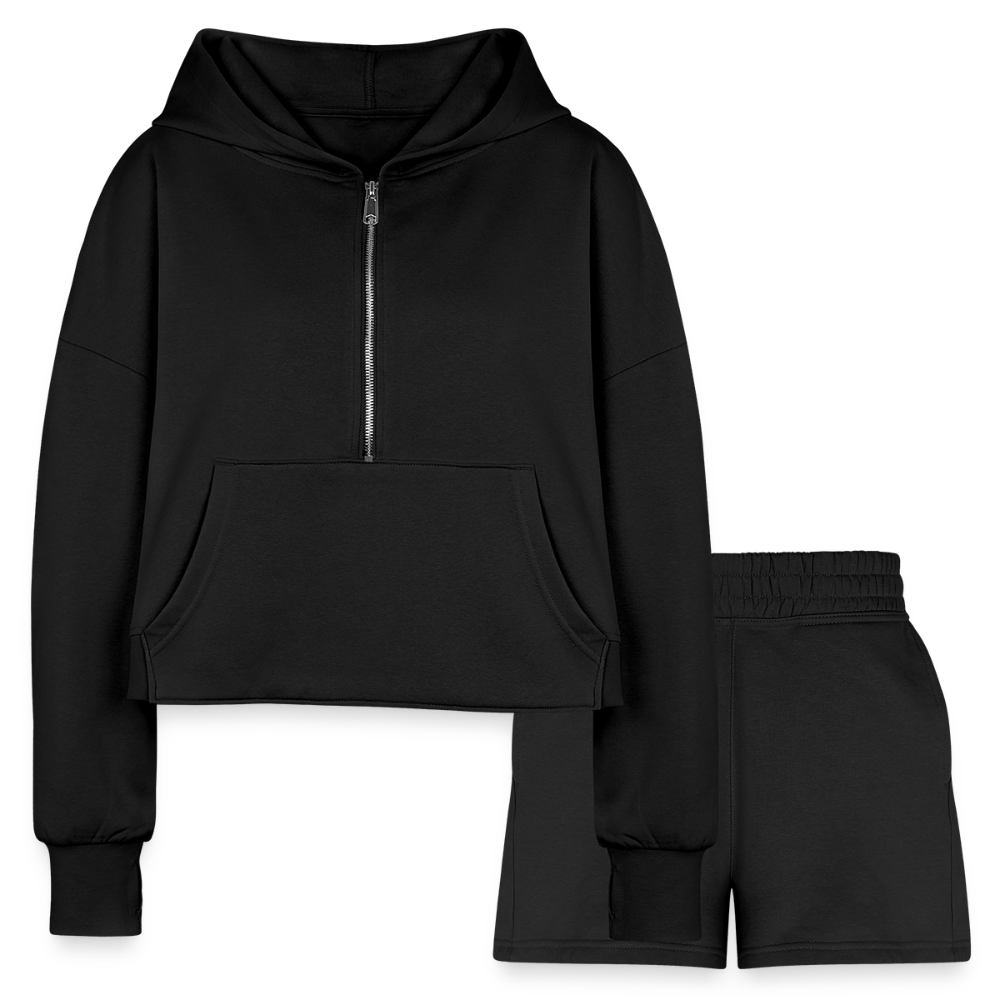 Women’s Cropped Hoodie & Jogger Short Set - black