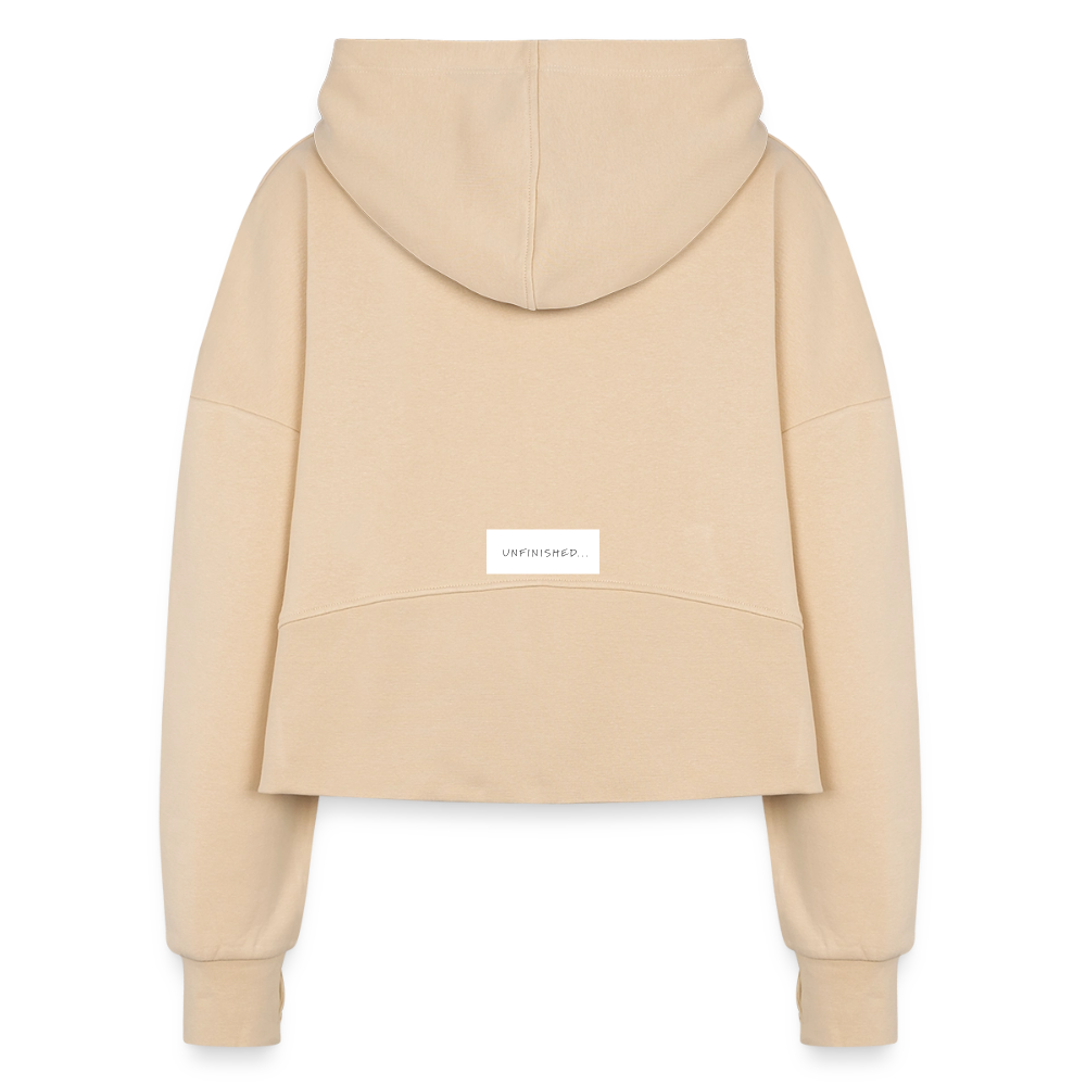 Women's Half Zip Cropped Hoodie - nude