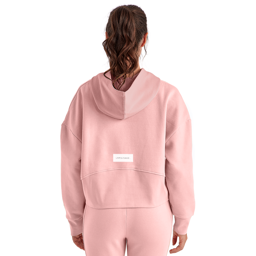 Women's Half Zip Cropped Hoodie - light pink