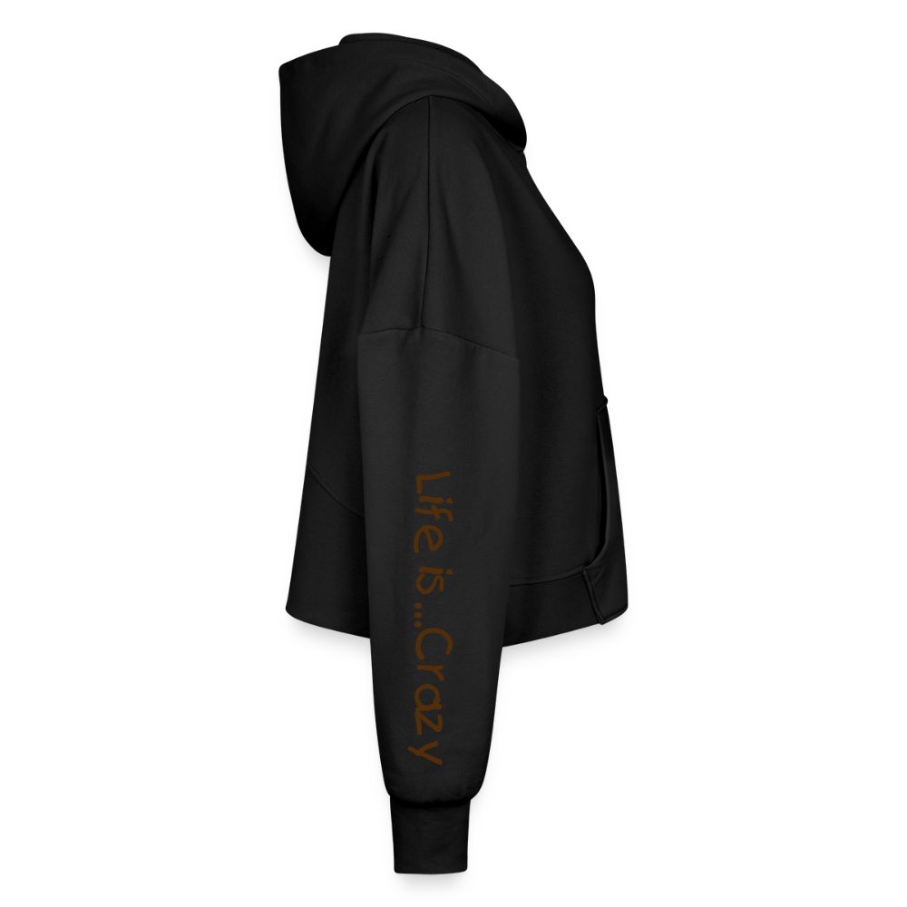 Women's Half Zip Cropped Hoodie - black