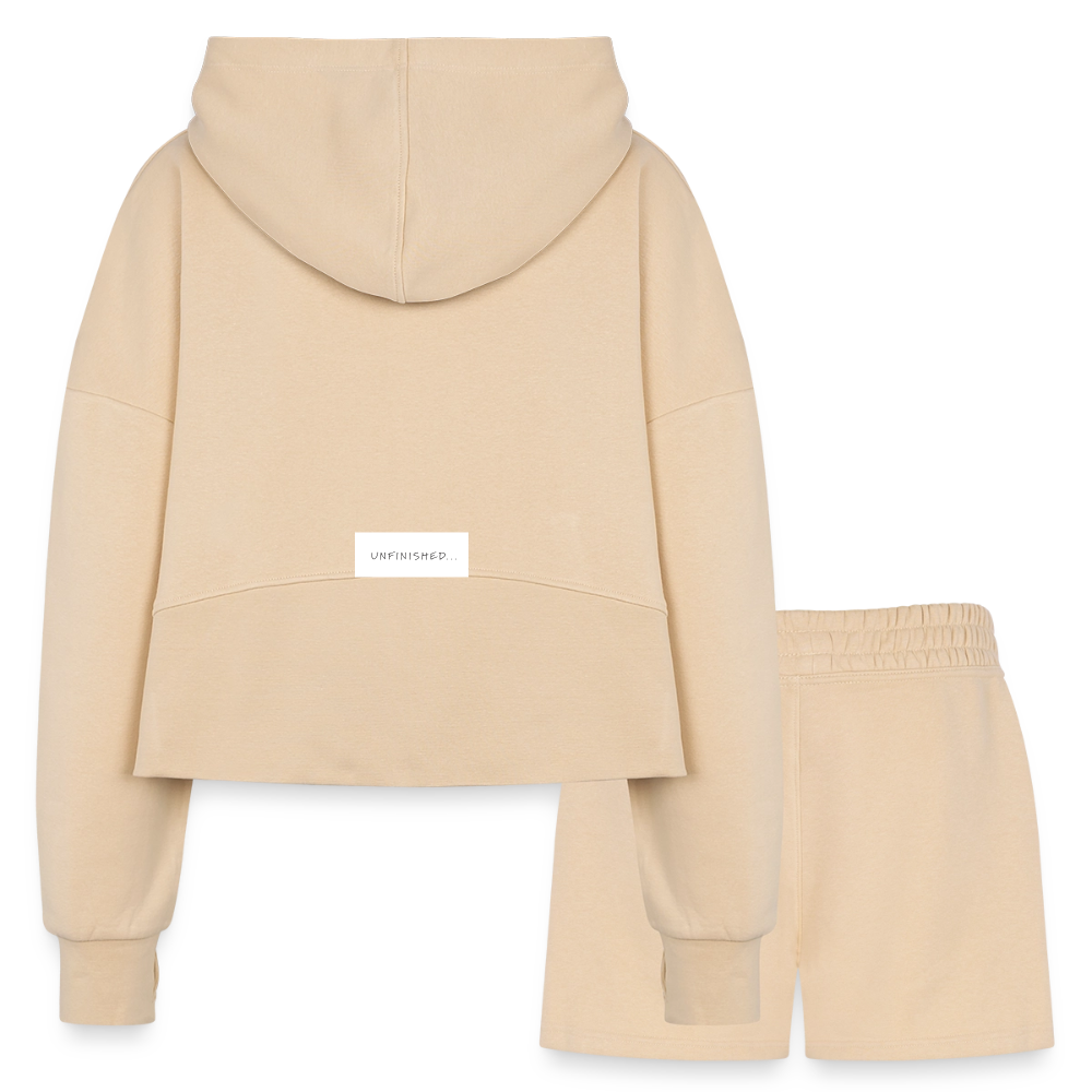 Women’s Cropped Hoodie & Jogger Short Set - nude