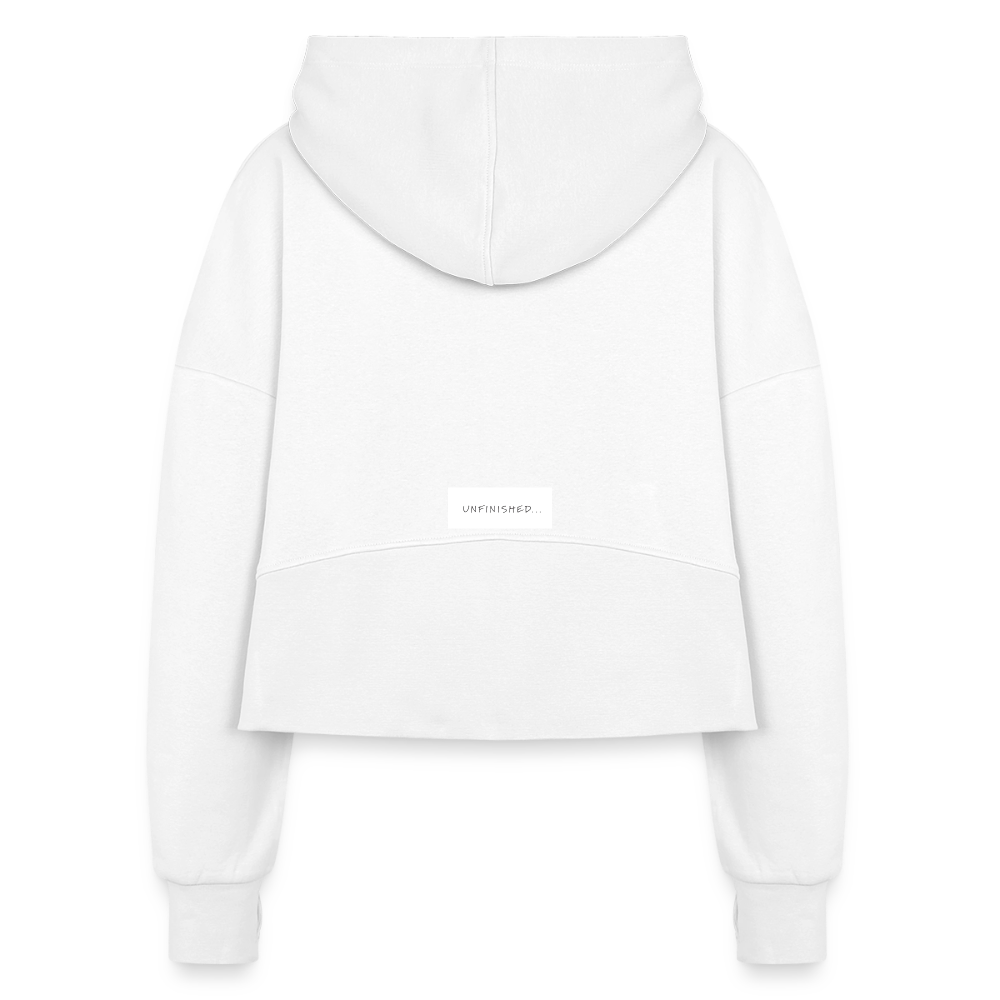 Women's Half Zip Cropped Hoodie - white