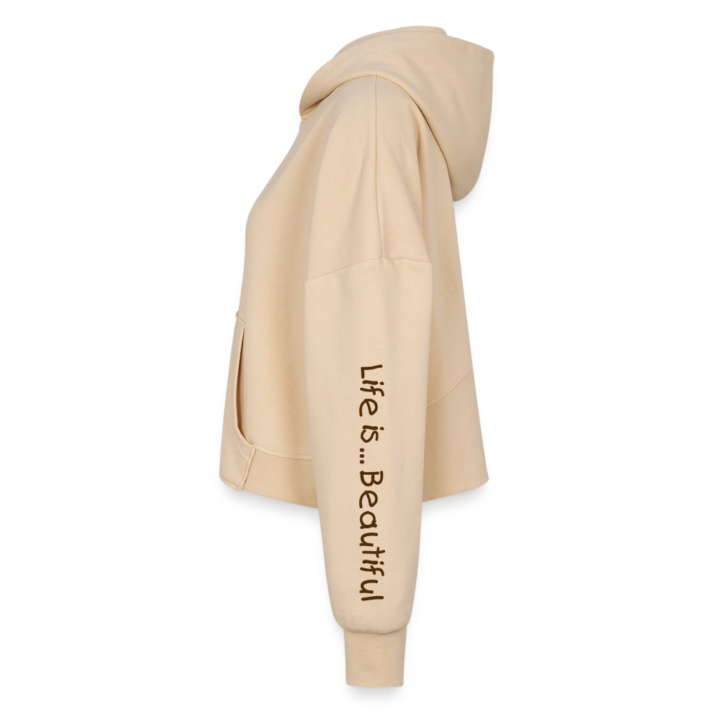 Women's Half Zip Cropped Hoodie - nude