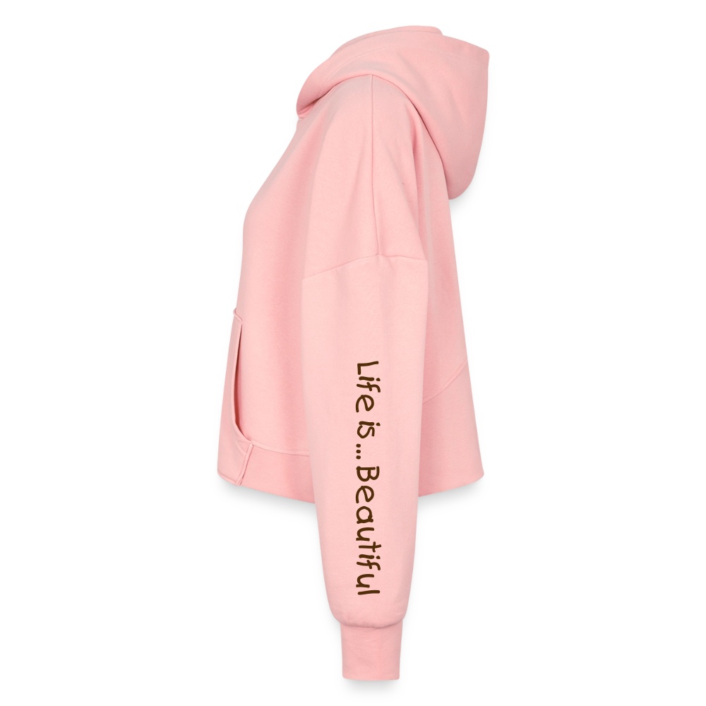 Women's Half Zip Cropped Hoodie - light pink