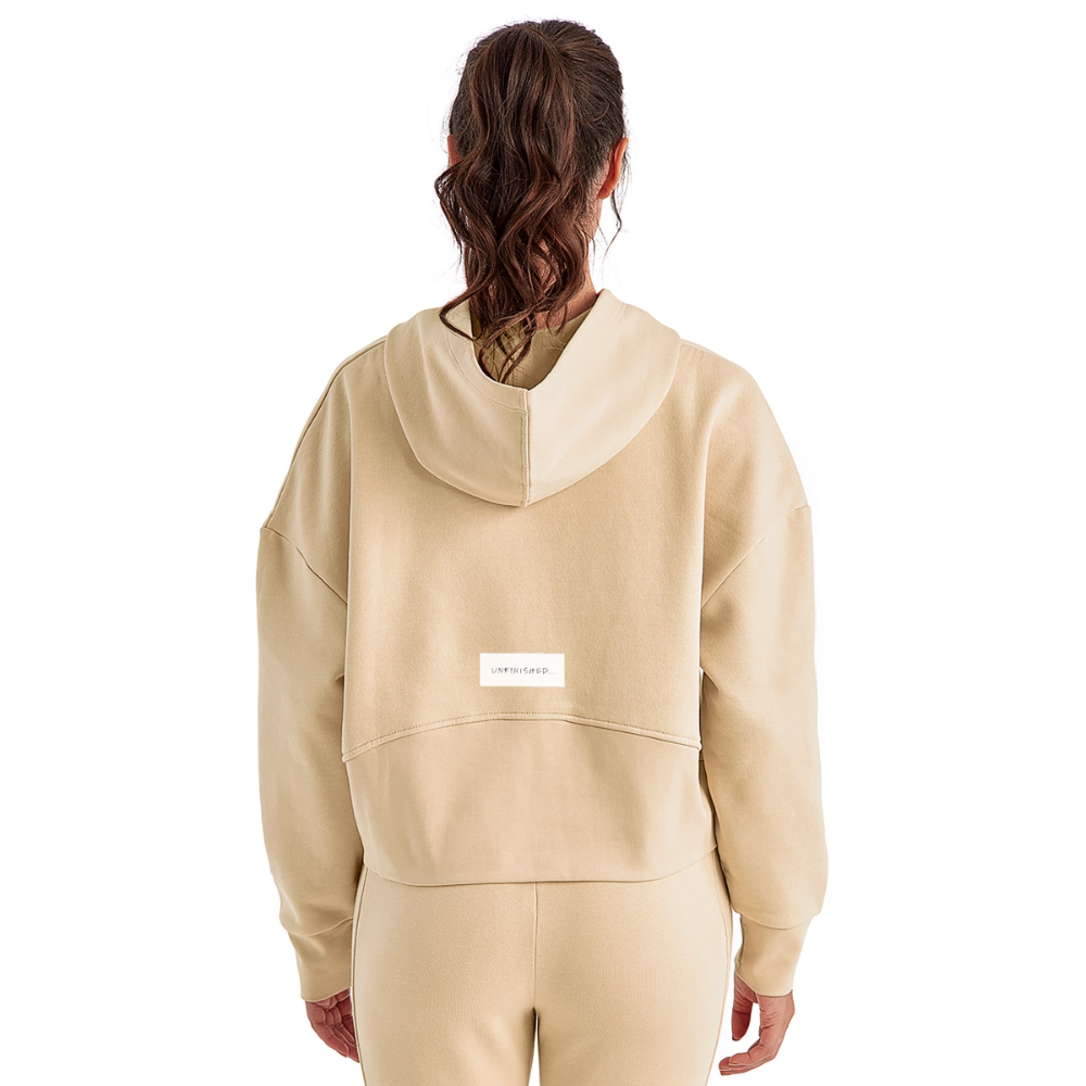 Women's Half Zip Cropped Hoodie - nude