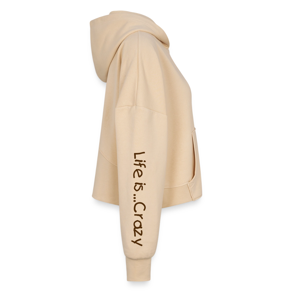 Women's Half Zip Cropped Hoodie - nude