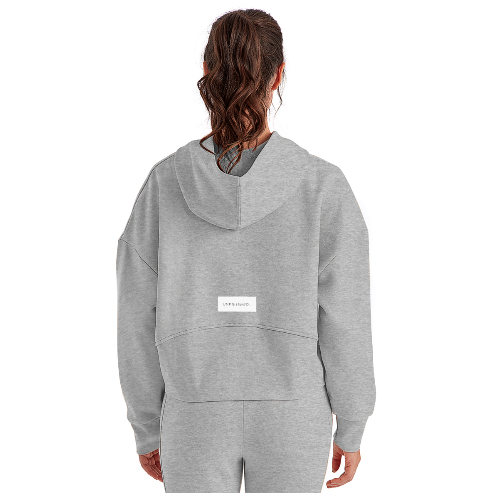 Women's Half Zip Cropped Hoodie - heather gray