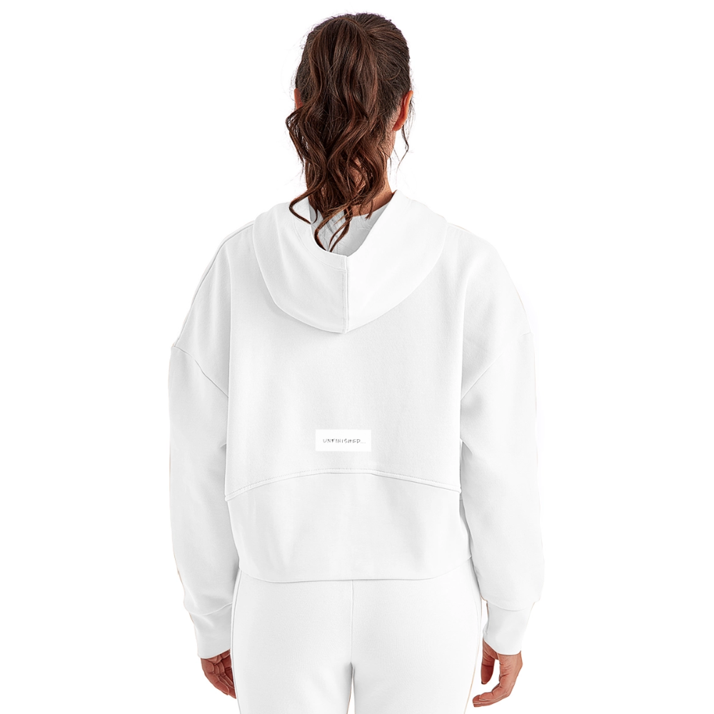 Women's Half Zip Cropped Hoodie - white