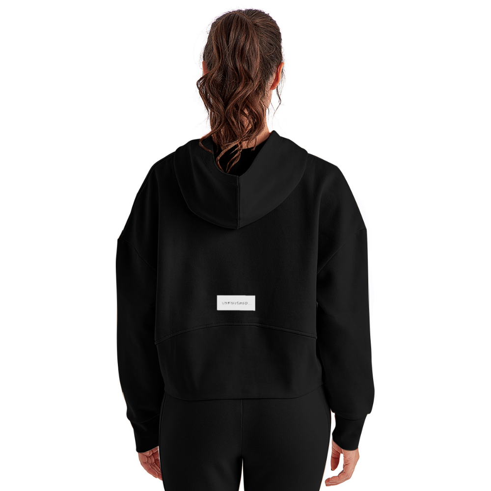 Women's Half Zip Cropped Hoodie - black