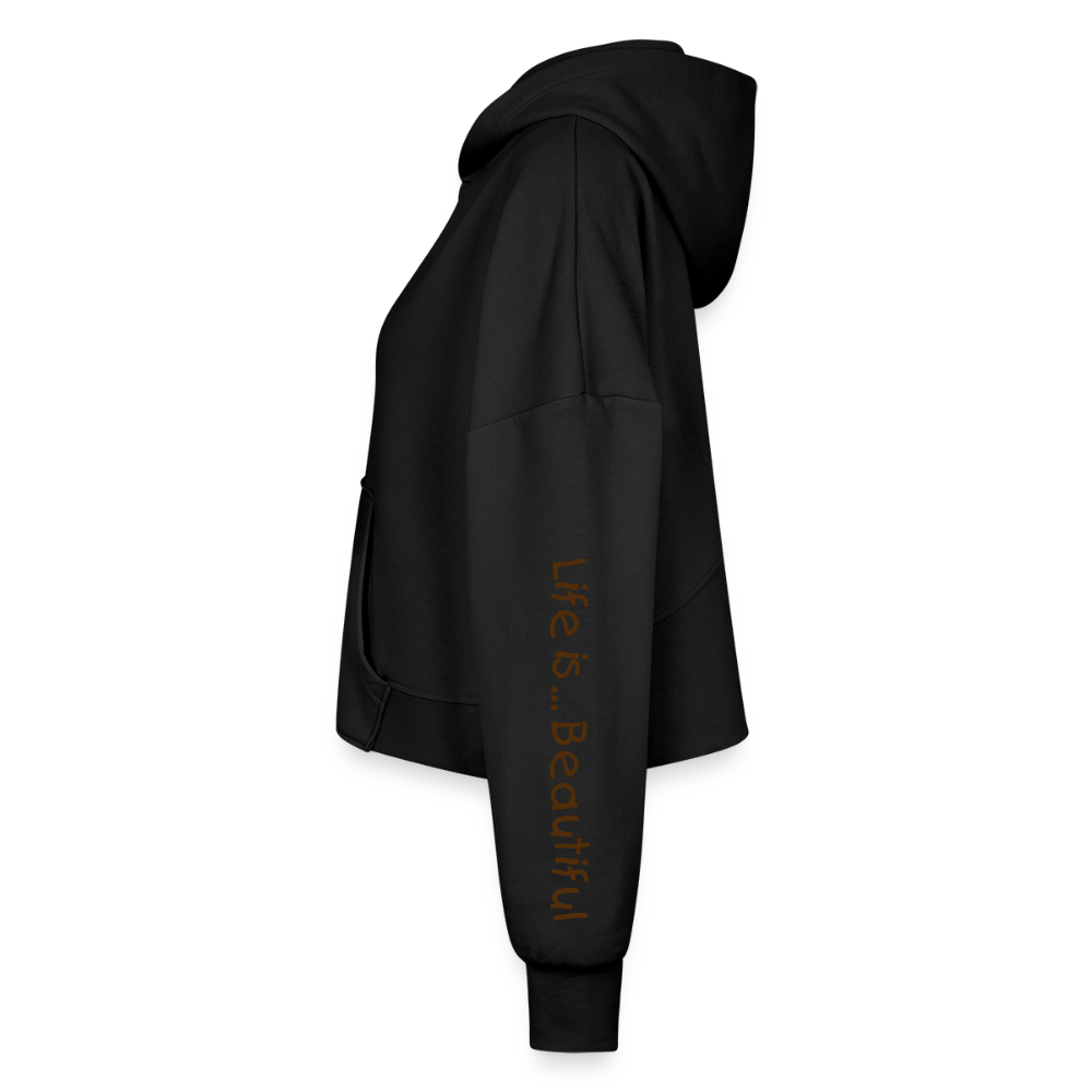 Women's Half Zip Cropped Hoodie - black